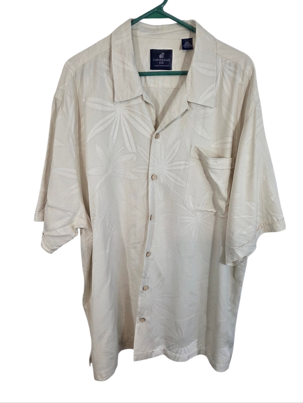 Caribbean Joe Palm Tree Texture Short Sleeve Button Down Shirt Tropical Sz XXXL